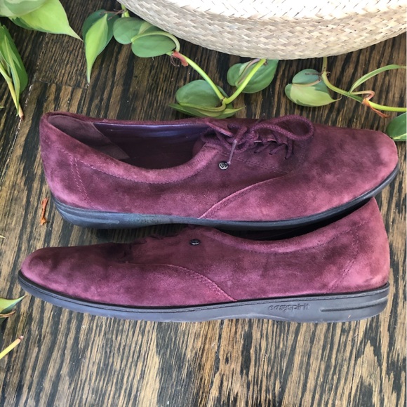 Suede oxford flats - wine - easy spirit - size 8 - Picture 4 of 6